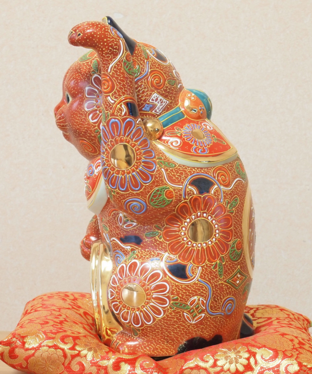 九谷焼陶幸マルヨネ】 10号招小判き猫 盛 幅18×奥18×高30.5cm