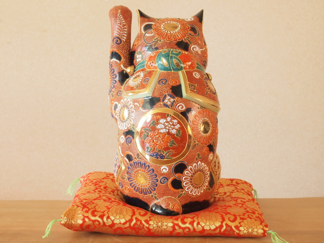 九谷焼 陶幸 マルヨネ】 10号招き猫 盛 右手・左手各 幅18×奥18×高30.5