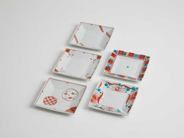 九谷焼 和陶房 3号皿揃　赤絵絵変り