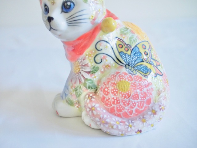 5.5横座招猫 下絵イッチン華盛 下野邦子 マルヨネ陶幸