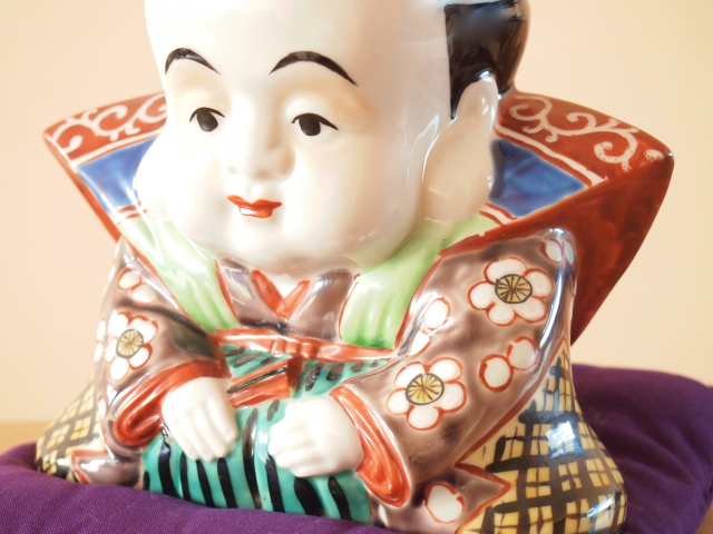 九谷焼 5号福助 青九谷 布団付 九谷焼マルヨネ 陶芸窯和陶房