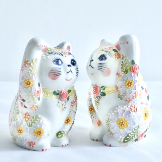 3号招猫 下絵イッチン華盛 下野邦子 マルヨネ陶幸 maruyone