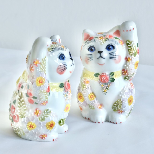 3号招猫 下絵イッチン華盛 下野邦子 マルヨネ陶幸 maruyone