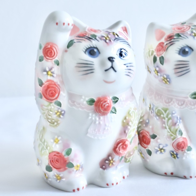 3号招猫 下絵イッチン華盛 下野邦子 マルヨネ陶幸 maruyone