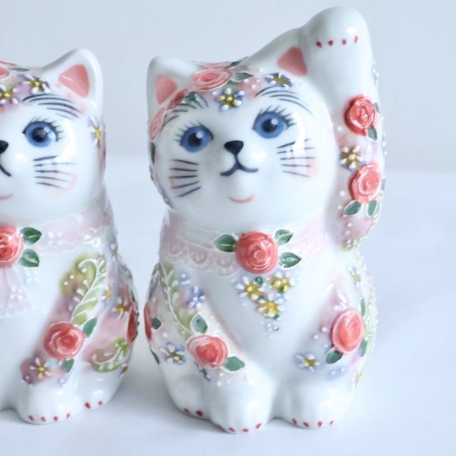 3号招猫 下絵イッチン華盛 下野邦子 マルヨネ陶幸 maruyone