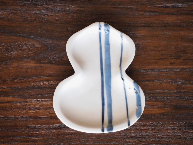 豆皿 瓢箪 染十草 /小皿 豆皿 吉祥紋古典絵変り/九谷焼 和陶房/幅6.9×奥8.9×高1.2cm