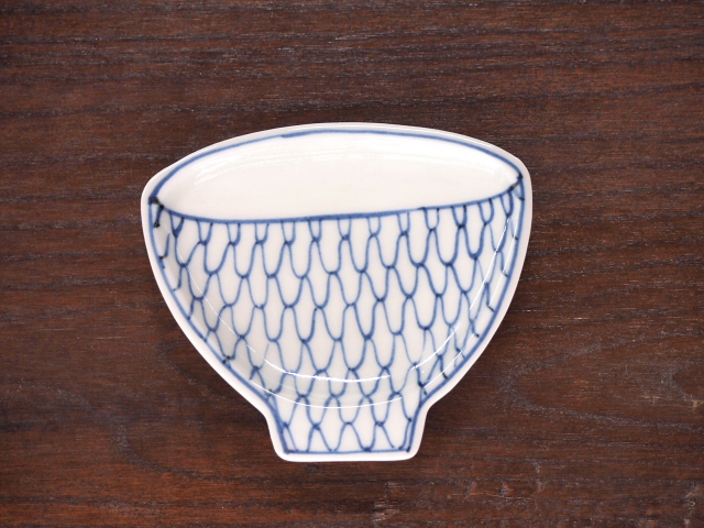 豆皿 飯碗 染付網目 /小皿 豆皿 吉祥紋古典絵変り/九谷焼 和陶房/幅9.6×奥8.3×高1.2cm