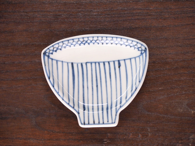 豆皿 飯碗 染付麦藁 /小皿 豆皿 吉祥紋古典絵変り/九谷焼 和陶房/幅9.6×奥8.3×高1.2cm