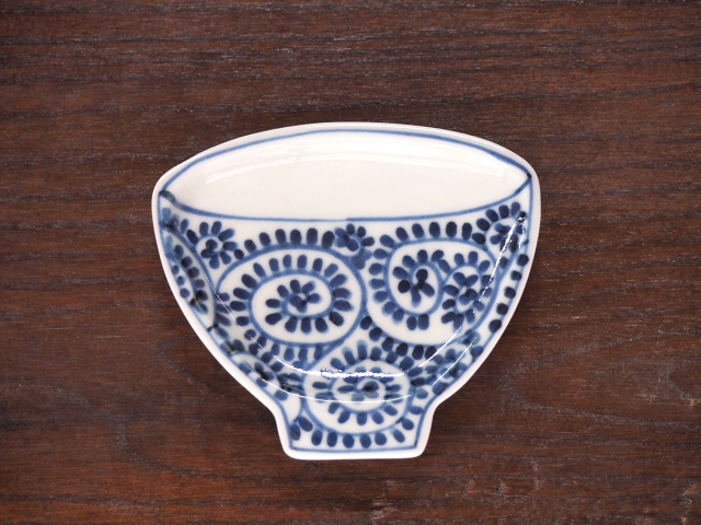 豆皿 飯碗 染付タコ唐草 /小皿 豆皿 吉祥紋古典絵変り/九谷焼 和陶房/幅9.6×奥8.3×高1.2cm