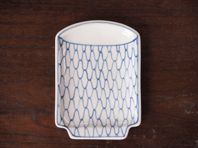 豆皿 湯呑 染付網目 /小皿 豆皿 吉祥紋古典絵変り/九谷焼 和陶房/幅7.2×奥10.3×高1.2cm