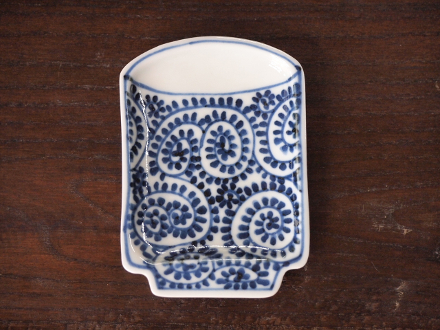 豆皿 湯呑 染付タコ唐草 /小皿 豆皿 吉祥紋古典絵変り/九谷焼 和陶房/幅7.2×奥10.3×高1.2cm
