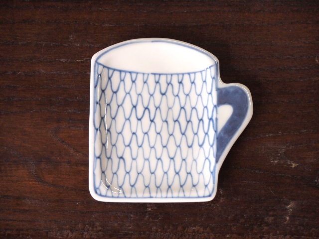 豆皿 カップ 染付網目 /小皿 豆皿 吉祥紋古典絵変り/九谷焼 和陶房/幅8.7×奥9×高1.2cm