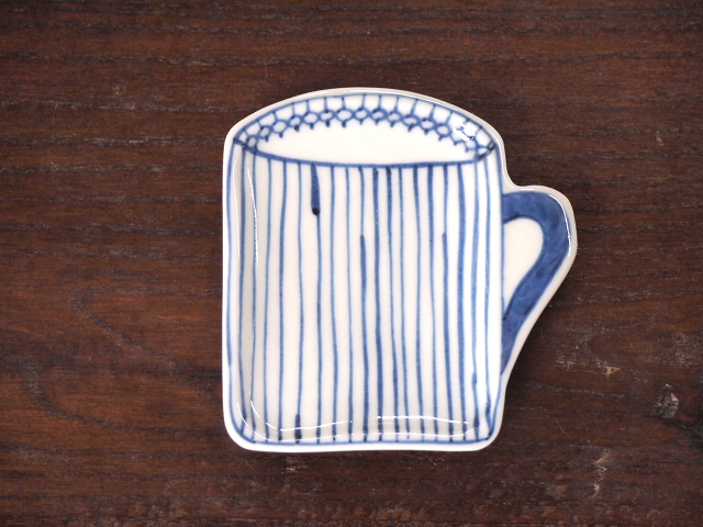 豆皿 カップ 染付麦藁 /小皿 豆皿 吉祥紋古典絵変り/九谷焼 和陶房/幅8.7×奥9×高1.2cm