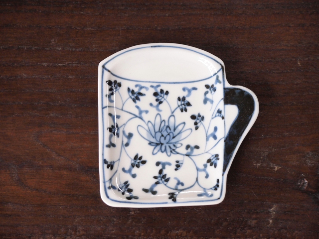 豆皿 カップ 染付花唐草 /小皿 豆皿 吉祥紋古典絵変り/九谷焼 和陶房/幅8.7×奥9×高1.2cm