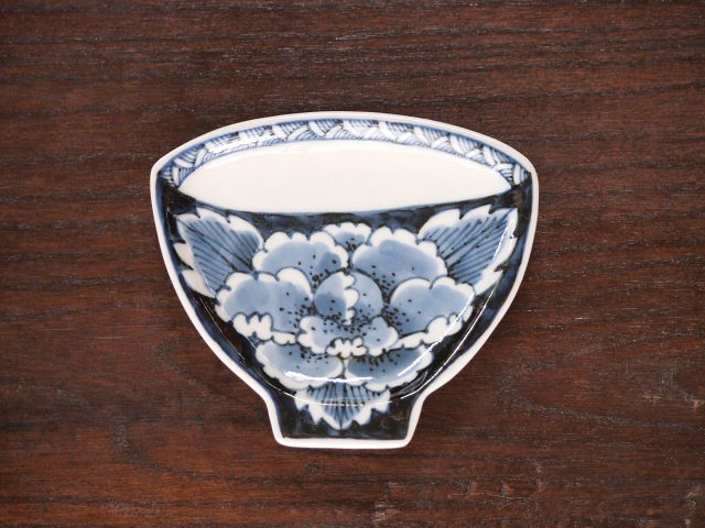 豆皿 飯碗 染付牡丹唐草 /小皿 豆皿 吉祥紋古典絵変り/九谷焼 和陶房/幅9.6×奥8.3×高1.2cm