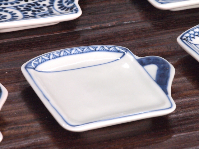 豆皿 カップ 染付渕小紋 /小皿 豆皿 吉祥紋古典絵変り/九谷焼 和陶房/幅8.7×奥9×高1.2cm