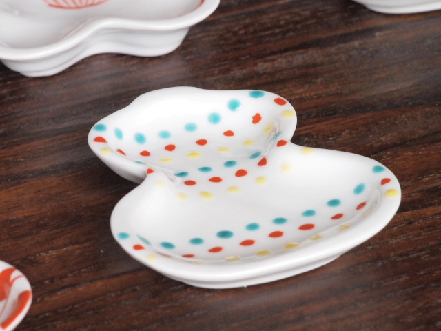 豆皿 瓢箪 色絵点点 /小皿 豆皿 吉祥紋古典絵変り/九谷焼 和陶房/幅6.9×奥8.9×高1.2cm