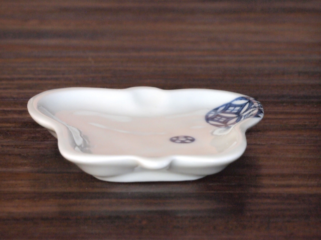 豆皿 軍配 染付丸紋 /小皿 豆皿 吉祥紋古典絵変り/九谷焼 和陶房/幅8.2×奥8×高1.2cm